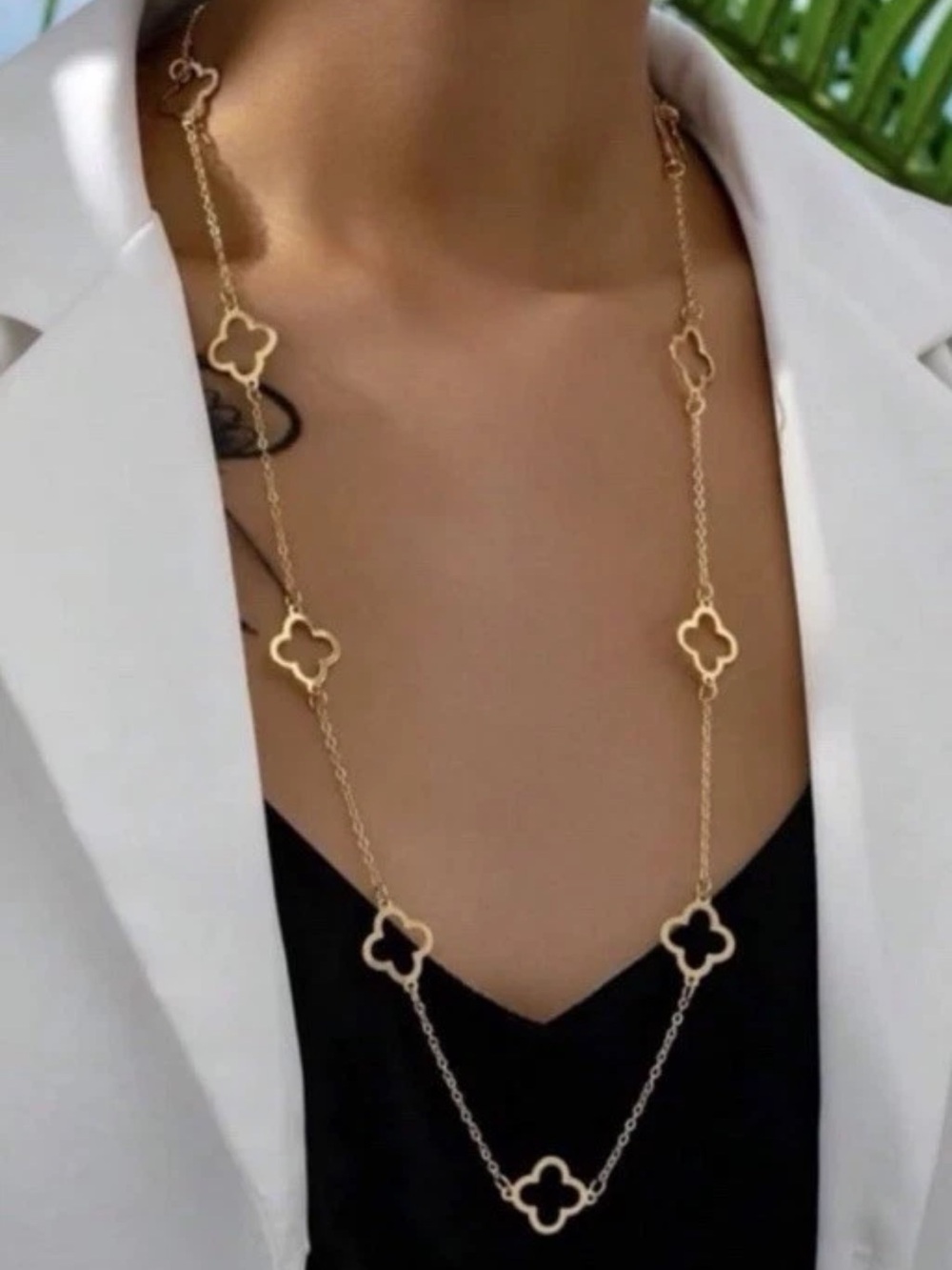 Kohl's Gold Clover Link Long Necklace